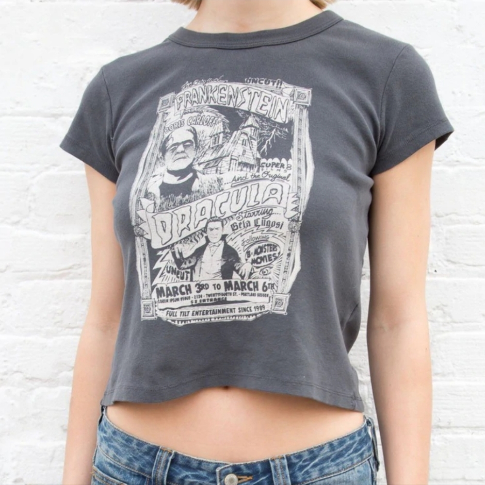 Brandy Melville Frankenstein Ribbed Crop Top
